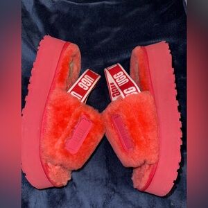 Barbie Pink UGG Fluffy Hot Pink Slide Sandals Cozy Loungewear